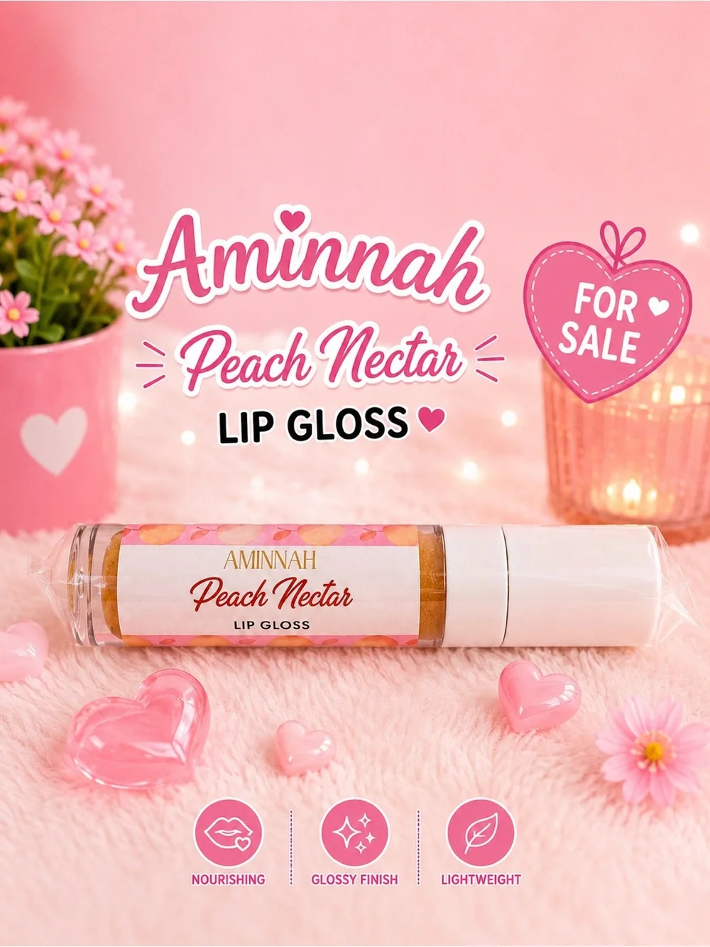 Aminnah Peach Nectar Lip Gloss — Peach 🍑